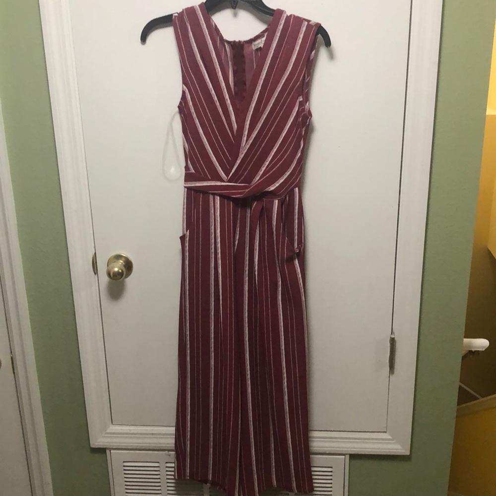 Maroon and white striped romper
